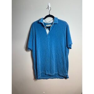Tommy Bahama Mens XL Blue Slub Knit Polo Shirt Modal Blend Short Sleeve Casual